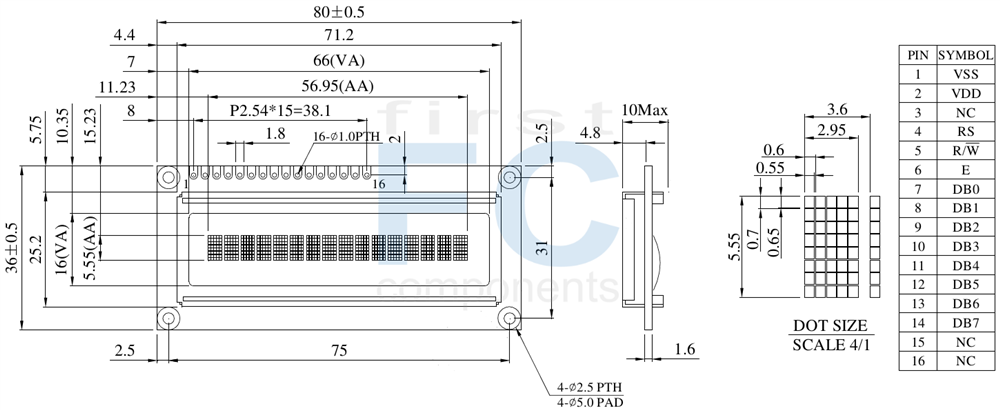 WEH001601A - 16x1 OLED Character Display