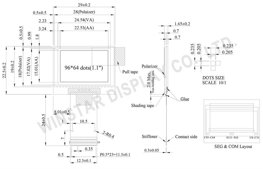 Small OLED Screen, OLED Display Screen, 1.1 OLED Screen Module - WEO009664B