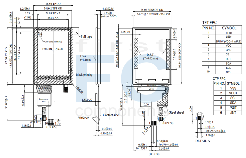 Micro TFT Display, LCD Display Module - WF18GTLAADNN0