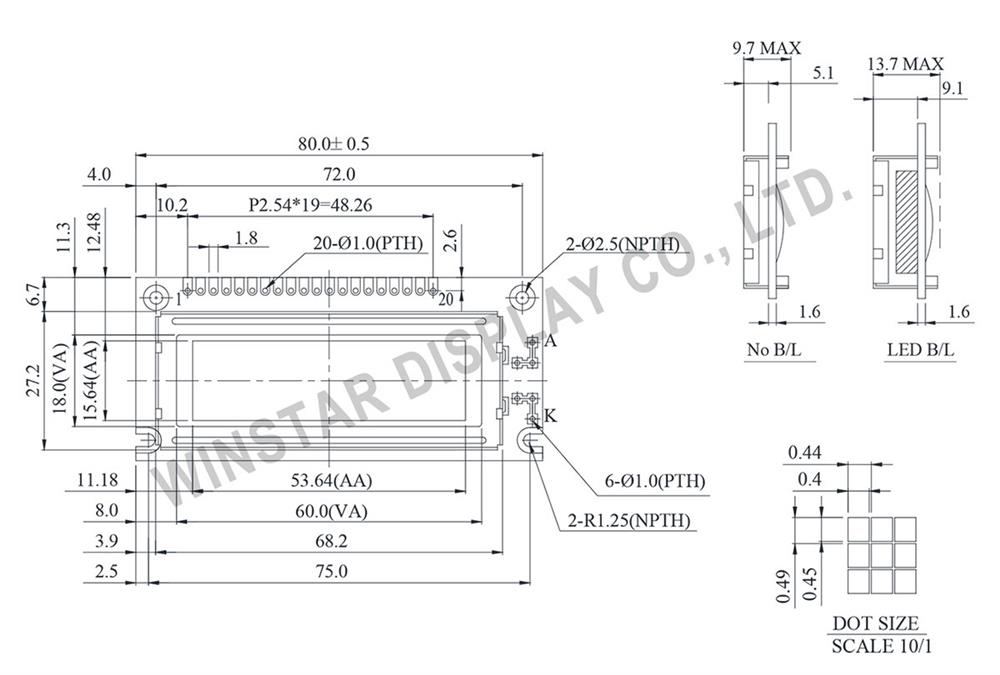 Winstar Display WG12232J Graphic LCD Module 122x32