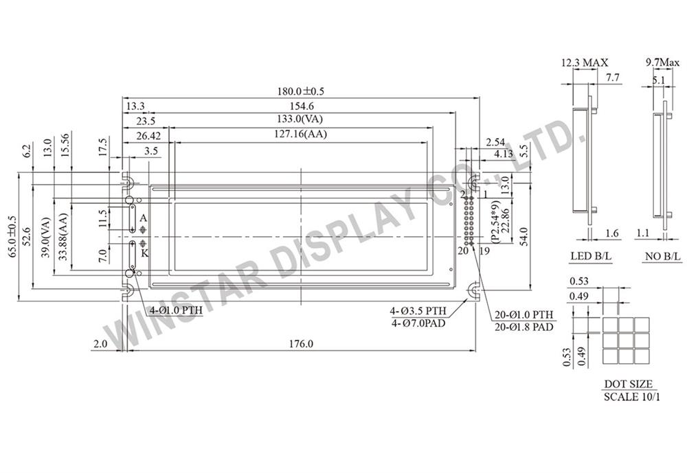 WG24064A 240x64 Graphic LCD, 240x64 LCD Display, 240x64 LCD Module, Display LCD 240x64