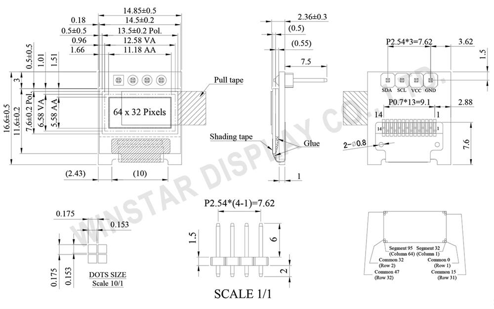 0.49" OLED Mini Display 64x32 - WEA006432A - Winstar