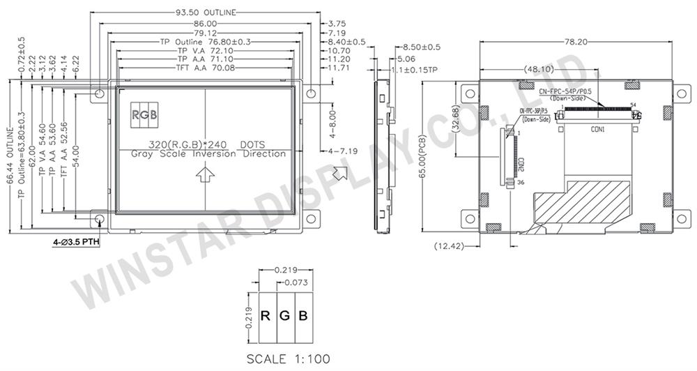 Resistive Touch Screen TFT 3.5, LCD Controller Board - WF35QTIBCDBT0