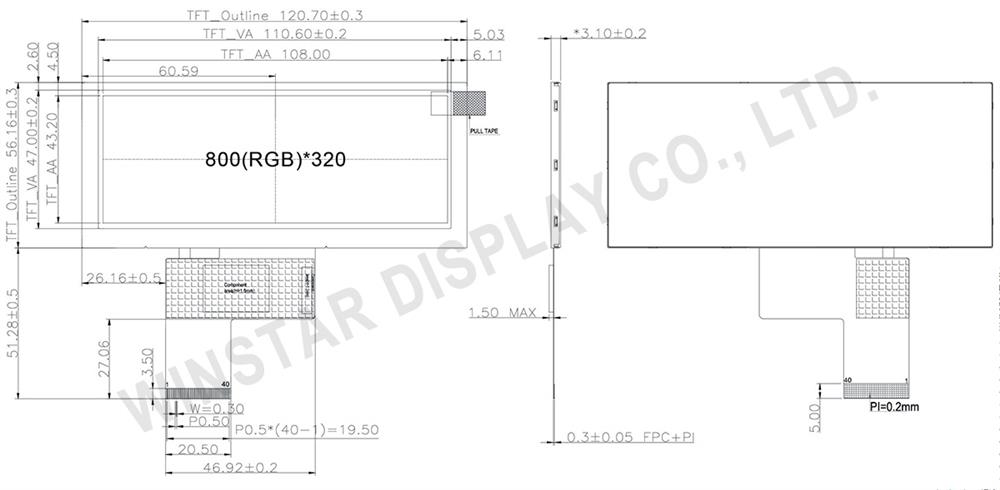 Winstar 4.6" TFT LCD Module - WF46ATIATDNN0